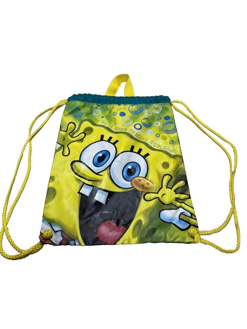 Nickelodeon SpongeBob SquarePants Drawstring Bag Backpack As Is Condition Used